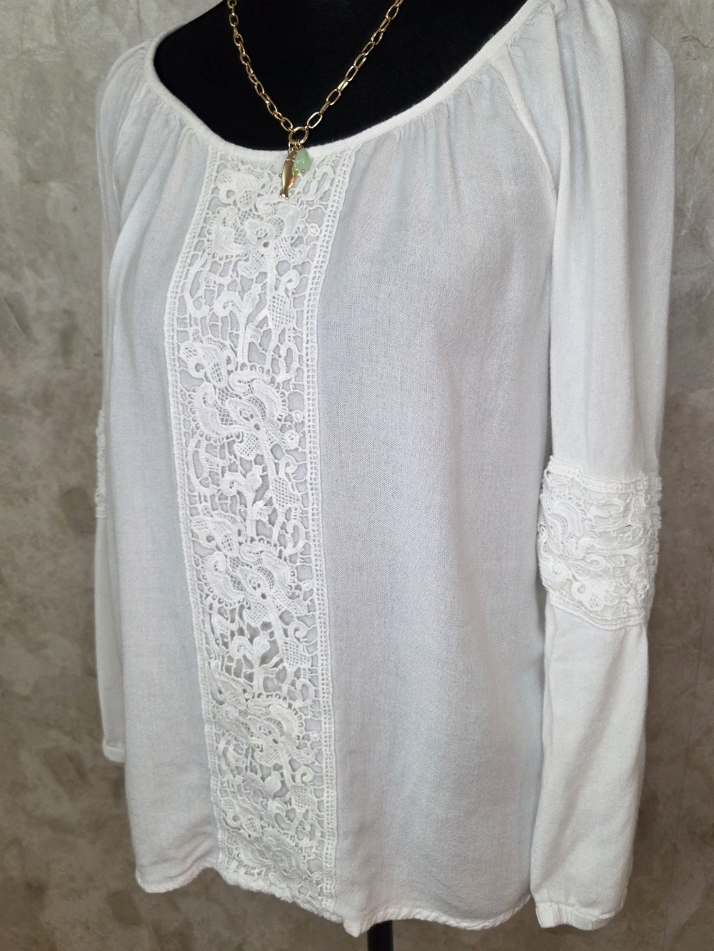 Lilly Pulitzer White Lace Boho Peasant Top XS | Viscose Gauze Blouse Resort